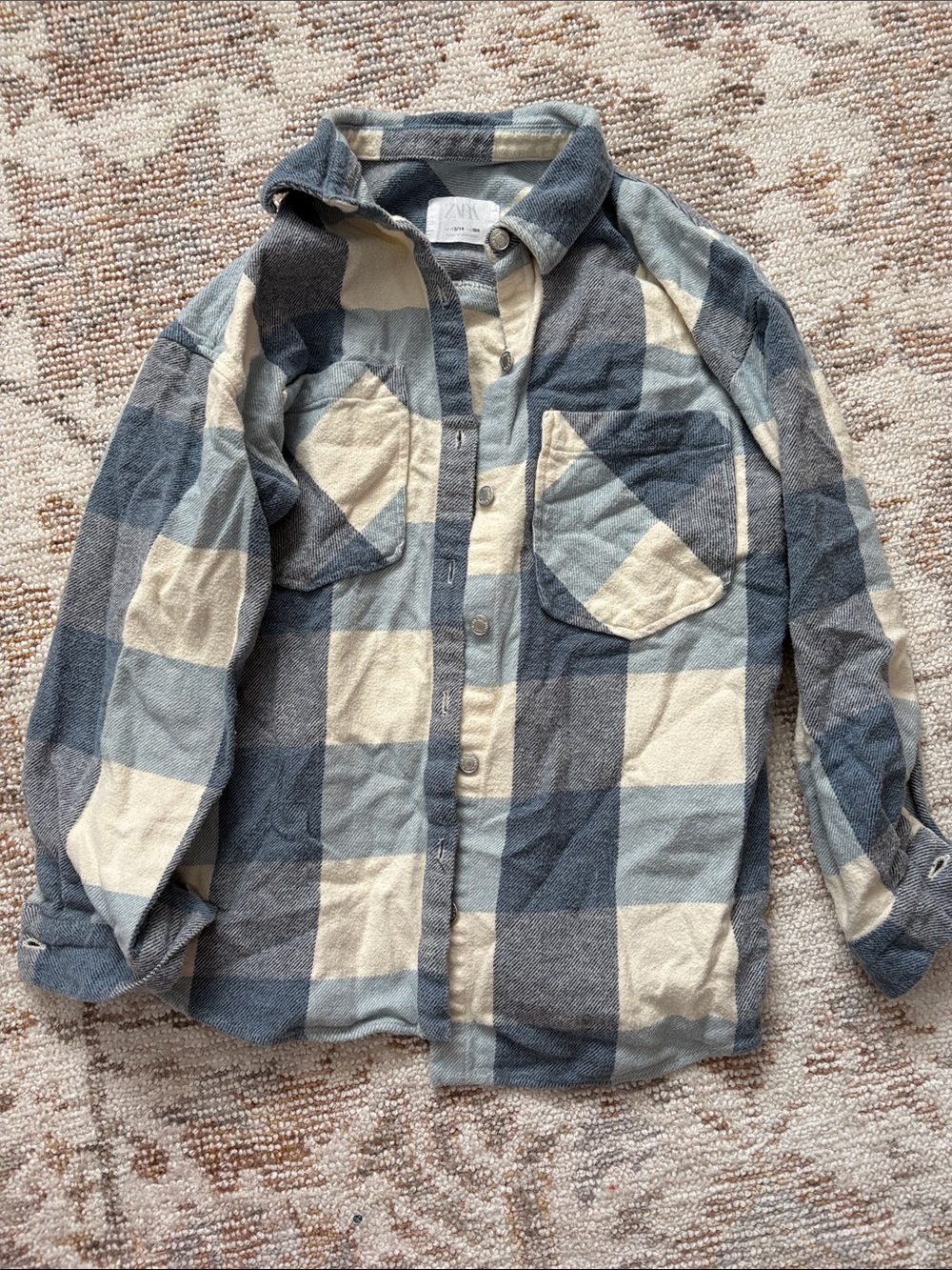 Zara Blue & Cream Plaid Button-Down Shirt